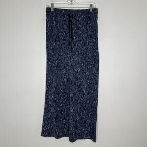 Athleta Pants Womens 4 Tall Blue Camo Avenue Wide Leg Crop Elastic Waist Pockets